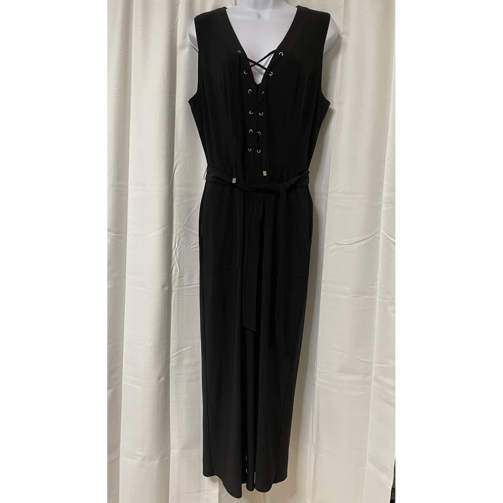 White House Black Market Jumpsuit Sleeveless Tie Slinky Stretch 6